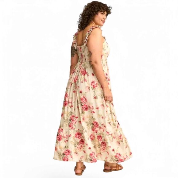 TORRID NEW MAXI Challis Steph Rose Ruffle StrapTiered Plus Size 3X Dress - Picture 10 of 17